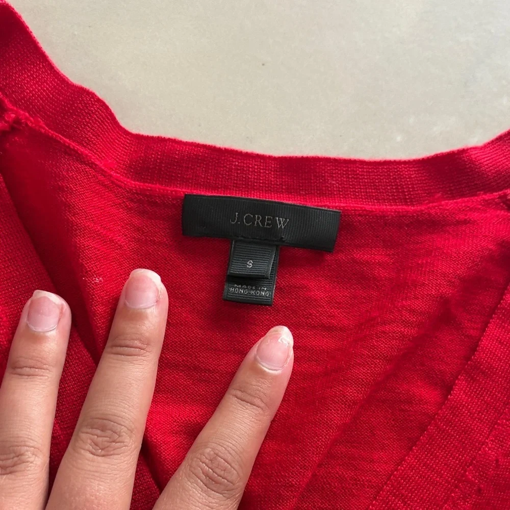 J. Crew Red Cardigan with Zebra Design - Picture 2 of 3